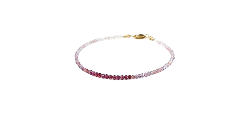 Bracelet en grenat véritable et spinelles facettés, fermoir doré d'exception