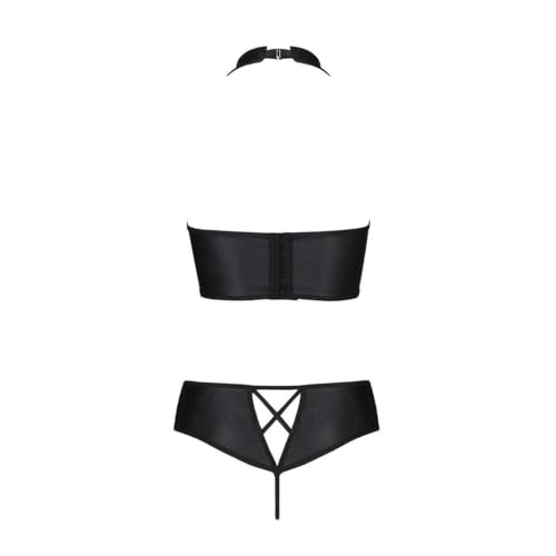 Bustier et String en Cuir Synthétique Nancy Corrige la Silhouette Noir 2XL - 3