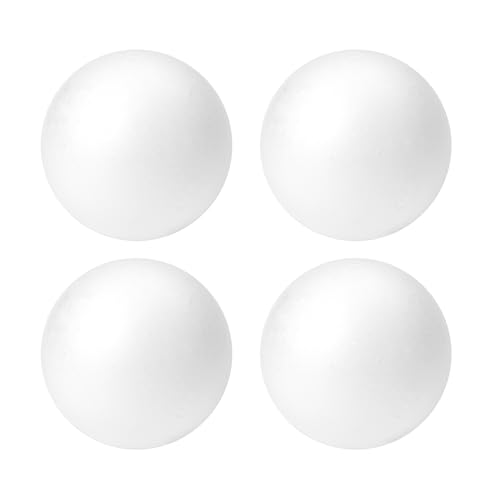 TFARC FOAM 4 Pack Foam Balls for Crafts, 4.5-Inch Round White Polystyrene Spheres for DIY Projects Ornaments Classroom Festivals Decoration