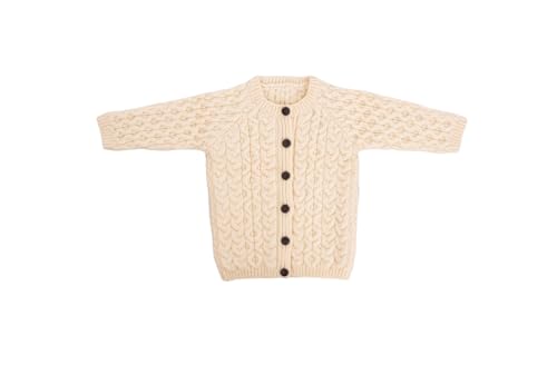 Cardigan Aran enfant laine mérinos gilet tricot Irlande col rond