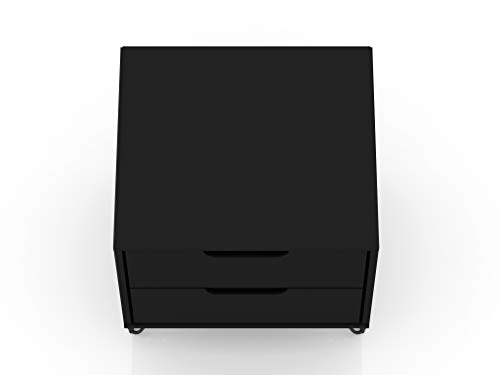 Manhattan Comfort Rockefeller Mid-Century Modern 2 Drawer Bedroom Nightstand, 20.08", Black #TOP7