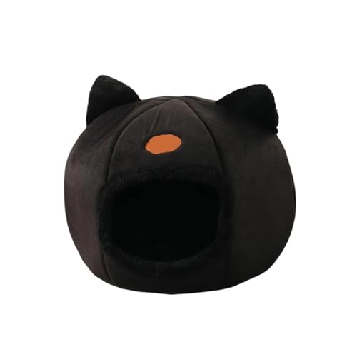 冬の猫用ベッド、マットバスケット、小型犬用ハウス、ペット用テント、居心地の良い巣、屋内用、新しい深い眠りの快適さ(Black,XL)