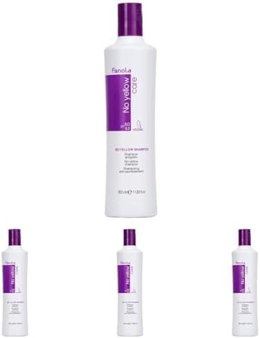 Fanola No Yellow Shampoo, Anti-Yellow Shampoo for Healthy and Vital Blonde Hair, Neutralizes Yellow Tones with Toning Action for Pre-Lightened, Highlighted and Grey Hair, 350 (Pack of 4)