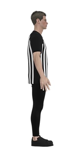 GCA Pro Men’s NCAA Basketball Referee Shirt w/USA Flag Collegiate Official\'s Short Sleeve College High School Black Stripes (Small)