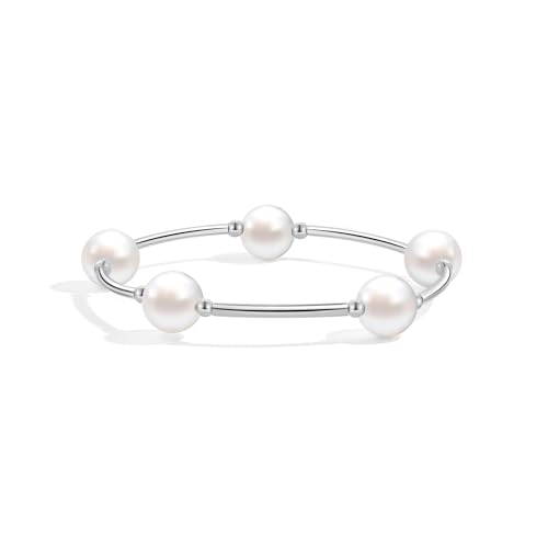Elegance 11 designs Silver Blessing Bracelet 10mm Crystal White Pearl Bracelet Dainty Thin Tube For Women Simple Bridal Gifts For Friends And Loved