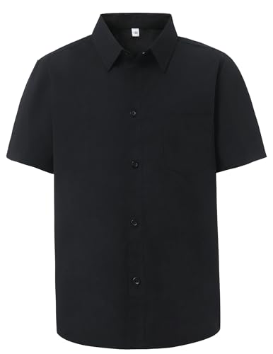 Boys Short Sleeve Dress Shirts Solid Formal Shirt Regular Fit Casual Button Down Shirts2