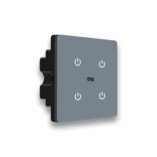 Image of IOTICS Smart Wifi Switch Board: 4 x Switch Module. Touch Control, Remote, App Control. Voice Compatible with Alexa & Assistant. Smart Touch Switch Board For Home Automation (Grey)
