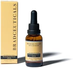 Gold Stem Cell Serum – Anti-Aging Face Serum with Mesenchymal Stem Cell Growth Factors, Peptides, Vitamin C, & DMAE – Hydrating & Brightening – Post Microneedling – 1 fl oz