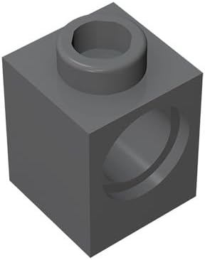 Ladrillo de construcción clásico a granel de 1 x 1 con agujero, 100 piezas de ladrillo de construcción gris oscuro de 1 x 1 con agujero, compatible