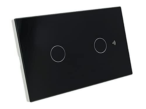 Interruttore Da Parete WiFi, 3 In 1 WiFi 2.4G + RF 433 Mhz + Tasto Touch, Compatibile Con Amazon Alexa e Google Home, Pannello Smart Intelligente Per Scatola 503 Italiana (Nero, 2 Tasti Touch)