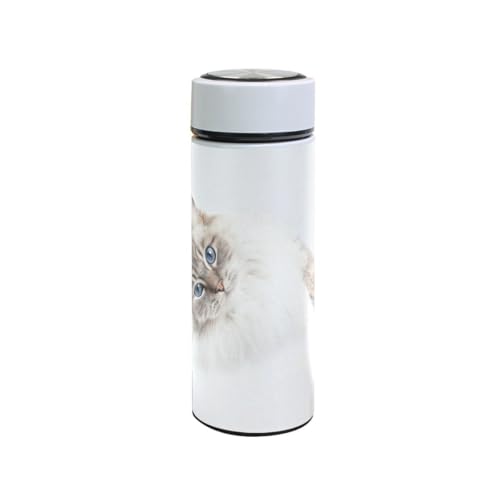 Akiraki 水筒 ねこ おもしろ 可愛い かわいい 猫 350ml 保温 保冷 マグボトル 真空断熱 ステンレス スリム 軽量 おしゃれ スポーツボトル 魔法瓶 アウトドア 登山 オフィス