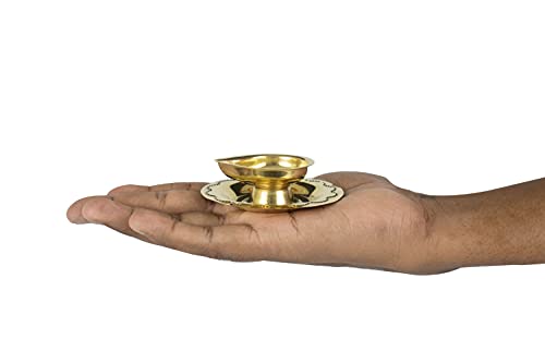 Spillbox Traditional Brass Diya for Puja | Pooja Aarti | Arti Deepak Deepam Oil Lamp for Home Temple Decor Gifts Puja Articles Decor Gifts (2) - DD Diya