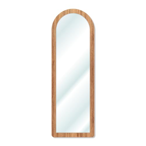 Image of Creative Arts n Frames 15x51 inch Long Fiber Wood Arched Wall Hanging Mount HD Mirror Home Decor Items Living Room Bathroom Bedroom Hotel Office (Natural Iqurel Oak Light Framed HD Arch Mirror)