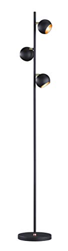 Preisvergleich Produktbild Trio Leuchten Dakota 404600332 Stehleuchte, Metall, Schwarz Matt / Gold