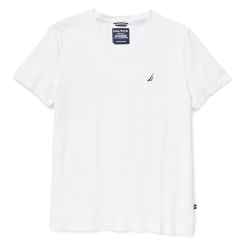 Nautica Men's Short Sleeve Solid Slim Fit V-Neck T-Shirt Shirt, Bright White, Medium - image 4