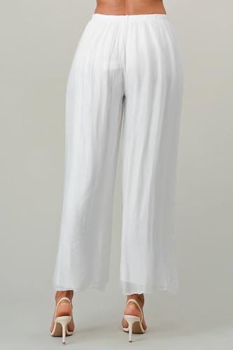 Italian Long Loose Silk Pants (US, Alpha, One Size, Regular, Regular, White)2