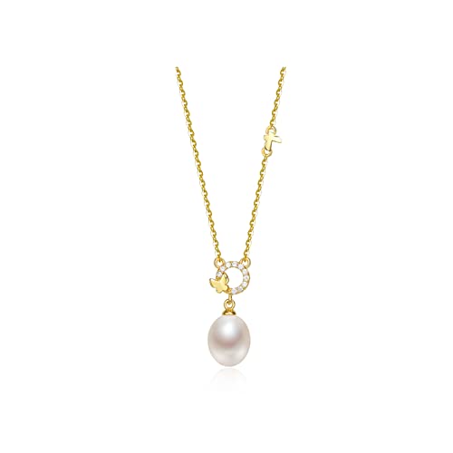 Collier chaîne de pendentif argent S925 et véritable perle d'eau fraîche blanche pure 6-7 mm
