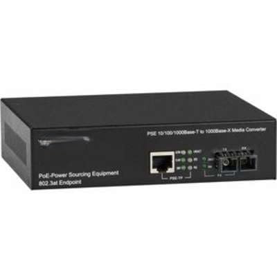 10/100/1000BT PoE Media Converter, Multimode Fiber, SC Connector, LPS500A-MM-SC-R3, 30W IEEE 802.3af/at