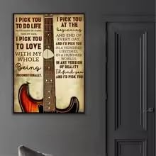 Affiche de méditation avec guitare décorative murale 30x45cm