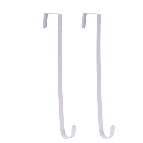 Sattiyrch 15" Wreath Hanger for Front Door,Sturdy Steel Wreath Door Hanger,Over The Door Hanger Hook (White,2)