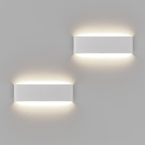 Klighten 2 Pezzi Applique da Parete 31cm Interno LED, 10W 910 Lumen Lampade da Parete Moderne in Alluminio, Lampada Muro per Soggiorni, Camere da letto, Corridoi, 4000K Bianco Naturale, Bianco