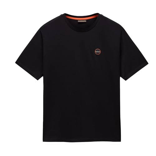 Napapijri Camiseta S-Badge de algodón, Color Negro clásico, Cuello Redondo, Negro, XL