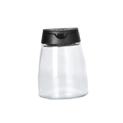 ARTSEWPLY Glass Seasoning Bottles and Pepper Shakers Set, 4pcs Black Double Cover Spice Jars, Glass Salt Container for Kitchen and Barbecue Seasoning Storage
