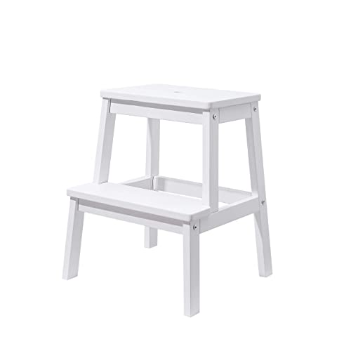 Houchics Step Stools For Adults, Wooden Step Stool With 400 Lb, Wood Step Stool, Adults Step Stool, Step Stool For Bedside, Step Helper For Kitchen,Bathroom,Bedroom (White) #TOP7