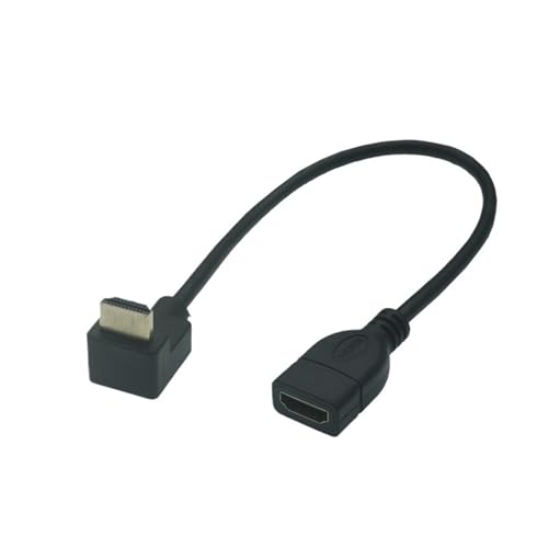 UNbit Verlängerungskabel, 90 Grad rechtwinklig, HDMI-kompatibler Stecker auf Buchse, Kabel-Adapter-Anschluss, Schwarz, passend for kompatiblen DVD-TV-Projektor, 15 cm (Color :...