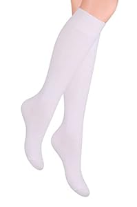 STEVEN Chaussettes Hautes pour Femme Le Mi-bas en Coton pour Dame Chaussettes Longues Décontractées ou Officielles pour Filles Au-dessus du Mollet Sous le Genou EU 38-40 Blanc