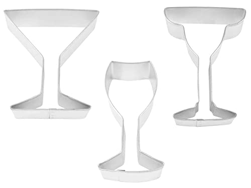 Ncs Wine 4", Margarita 4", And Martini 4" Glasses Cookie Cutter Set - 3 Piece - Tinplated Steel #TOP29