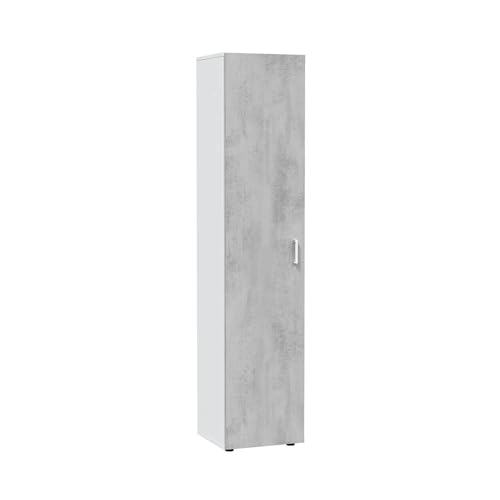 möbelando Mehrzweckschrank >Tidy< in Weiß/Beton Grau - 41x182x37 (BxHxT)