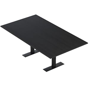 6 Person Rectangle Conference Table with Matte Black Metal T-Base | Scratch-Resistant Laminate | Harmony Series Meeting Tables for Offices, Training Rooms, and Homes | Black Cypress – 7ft