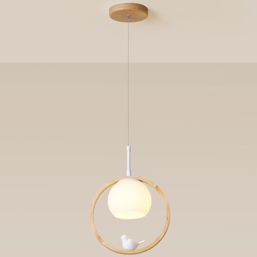 Pendentif éclair moderne : lampe en bois de haute finition et son globe de verre