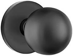 EMTEK Disk Rosette Passage Set with Matching Finish Orb Knob - Choice of 6 Finishes - 5109ORUS19 - Flat Black (US19)