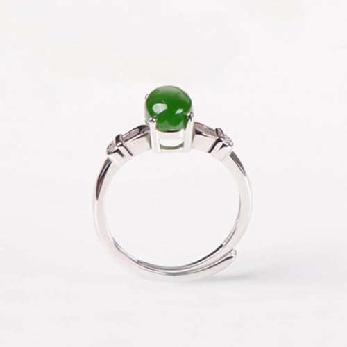 Bague ovale en émeraude et zircon 925 ajustable pour femme
