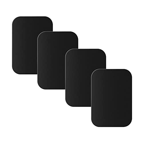 Juspota 4 Piezas Láminas Metálicas para Soporte Movil Coche Magnético, Reemplazo de Placas de Metal con Adhesivo, Muy Fina para Soporte iman Movil Coche, Negro 4 Rectangulares