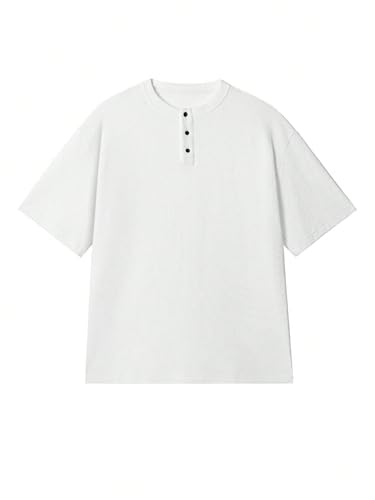 Image of Trillion Men's Waffle Knit Henley Half Sleeve Tshirt for Men