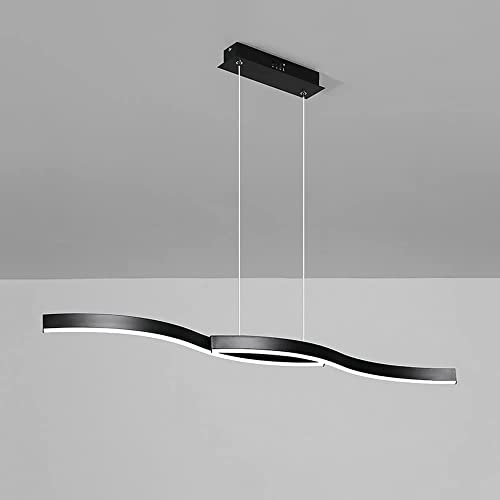 Lustre suspendu linéaire noir LED 39 pouces minimaliste haut de gamme avec télécommande