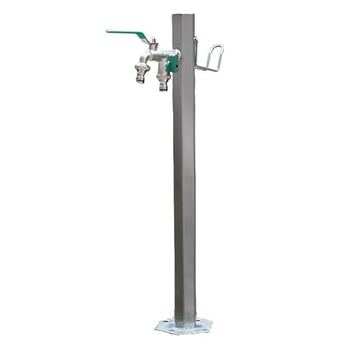 HTTGDGDH Columna De Agua para Jardín De Acero Inoxidable con Grifo Doble, Poste De Grifo Vertical Independiente para Patio, Hidrante De Agua para Grifo Anticongelante, P（86X17Cm）
