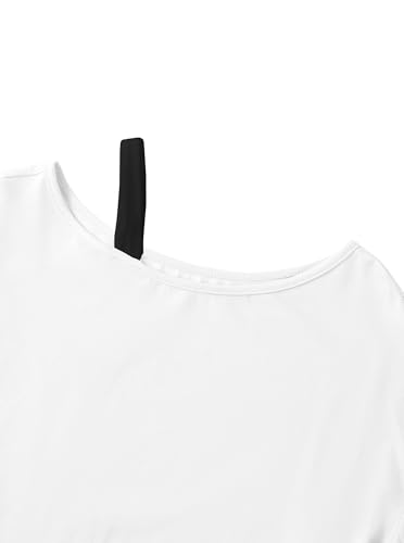 Image of Girls Off The Shoulder Tops Asymmetrical Short Sleeve Crop Top Cute Summer Tee Shirts