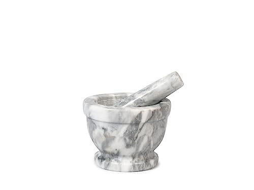 HOME 9767714 Mortier en marbre avec Pilon, Blanc, 14 cm
