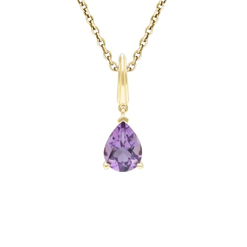 Ivy Gems Colgante de amatista de oro amarillo de 9 quilates de 8 x 6 mm con cadena de 46 cm, Yellow Gold