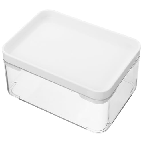 STAHAD Contenedor de Cuentas de Lavandería Pequeño Transparente con Tapa de Color Claro Apilable, Caja de Plástico para Detergente en Polvo y Perlas Aromáticas, Soporte