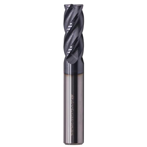 Image of 3 /8 inch 4 Flute Solid Carbide End Mill - .030 inch Corner Radius, AlTiN Coated | 35 Helix, 3 /8 inch Cutting Dia, 3 /8 inch Shank Dia, 1 inch LOC, 2-1 /2 inch OAL For Milling Alloy Steel, Cast Iron, Copper