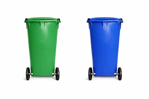 Image of Aristo Plastic Manual-Lift Garbage Waste Dustbin with Wheel 120 L GREEN /BLUE (COMBO)