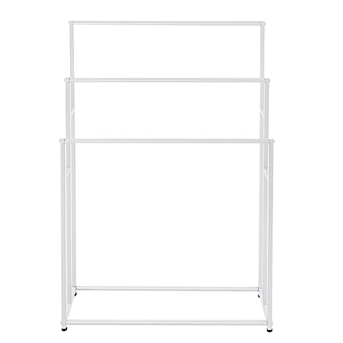 Toallero grande independiente de 3 niveles, soporte para toallas de baño de gran tamaño para secar toallas en dormitorio, baño o piscina, elegante diseño blanco