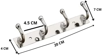 Stainless Steel and Aluminium Alloys Zyra 4 Legs Cloth Hanger Bathroom Wall Door Hooks for Hanging Keys,Clothes, Towel, Holder, Steel Hooks(Pack of 1)