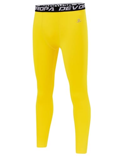 Image of DEVOROPA Boys Leggings Youth Compression Pants Sports Tights Basketball Football Baseball Soccer Baselayer Slim /Regular /Husky