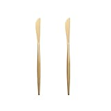 HSTWODE 2 teiliges Edelstahl Besteck Set, Satin-Finish, Essbesteck, spülmaschinengeeignet für Klassisches und Schlichtes Design (Gold-Dessertmesser)